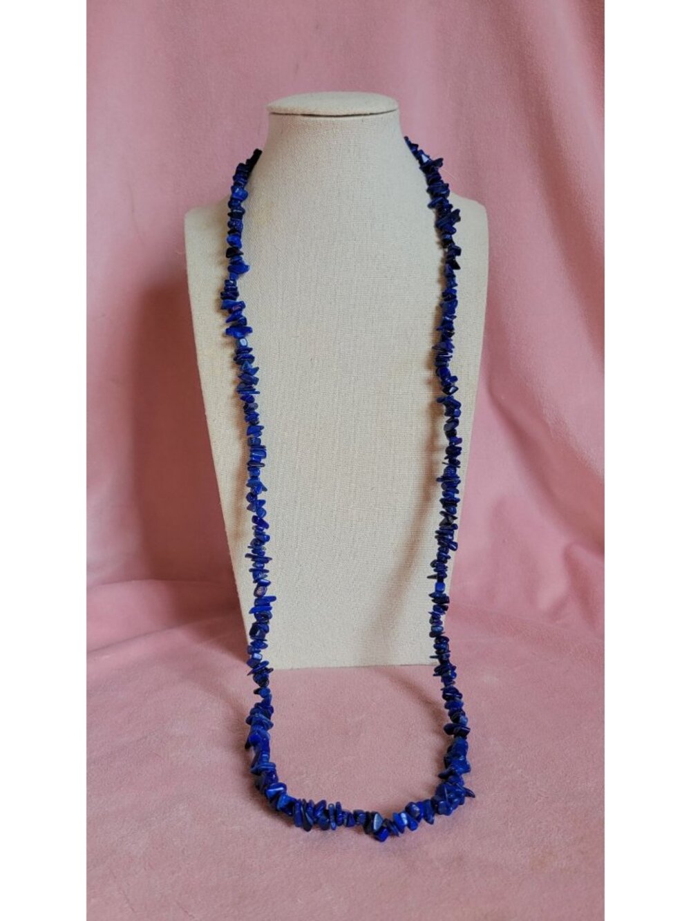 Blue Stone Lapis Lazuli Chip Beaded Handmade Necklace N1B